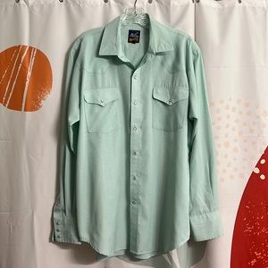 Mint green western button down shirt.